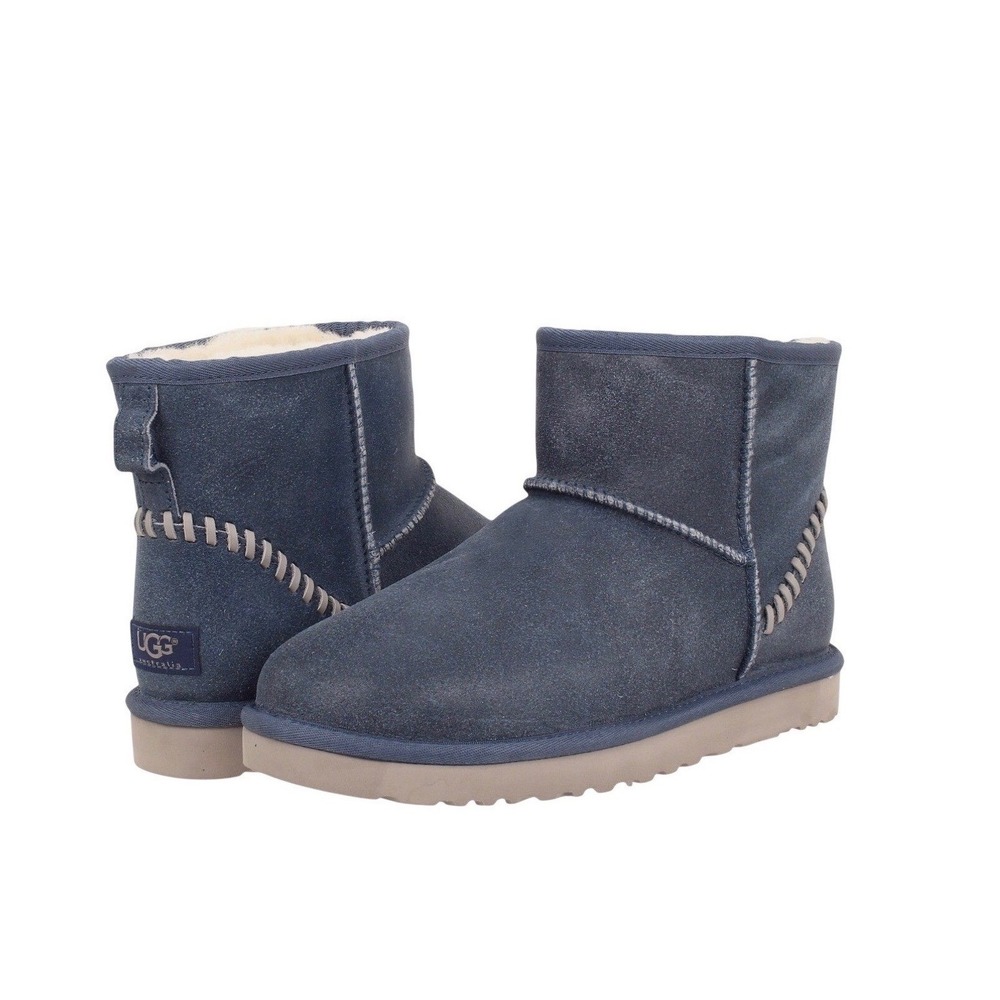 NEW UGG Australia Mens Classic Mini Deco Imperial Blue Suede Boots Size 9